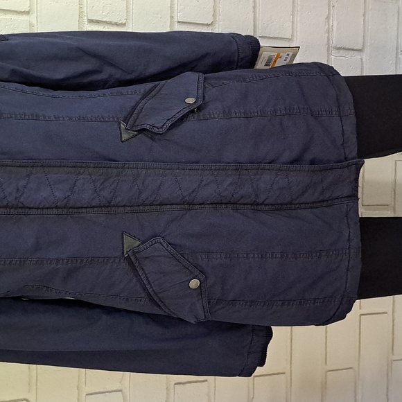 Bass Dark Blue/Black Trim Quilted Fuzzy Hood Coat. Size Small NWT - Picture 3 of 16